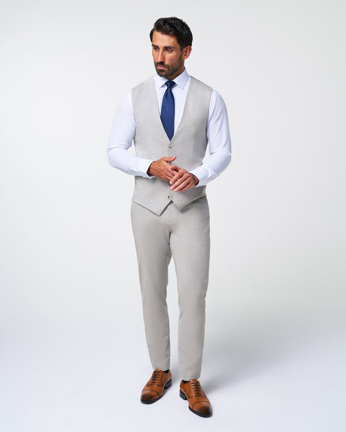 Athletic Fit Stretch Suit Vest - Lightweight Heathered Light Grey | State & Liberty Suits