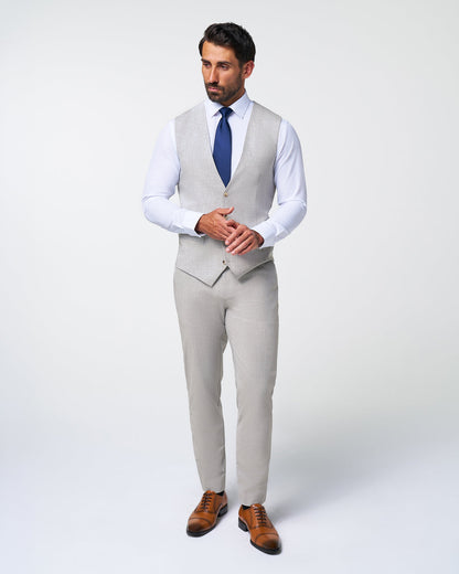 Athletic Fit Stretch Suit Vest - Lightweight Heathered Light Grey | State & Liberty Suits