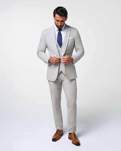 Athletic Fit Stretch Suit Vest - Lightweight Heathered Light Grey | State & Liberty Suits
