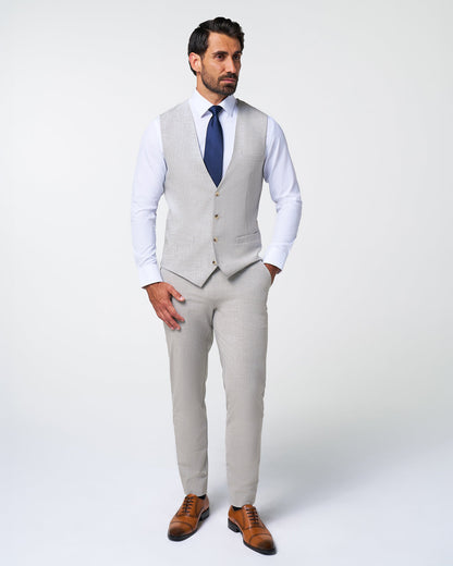 Athletic Fit Stretch Suit Vest - Lightweight Heathered Light Grey | State & Liberty Suits