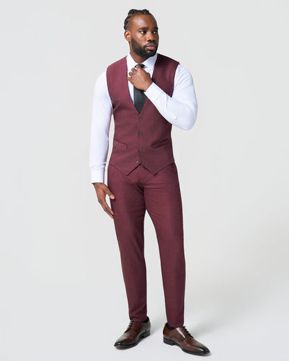 Athletic Fit Stretch Suit Vest - Heathered Maroon | State & Liberty Suits