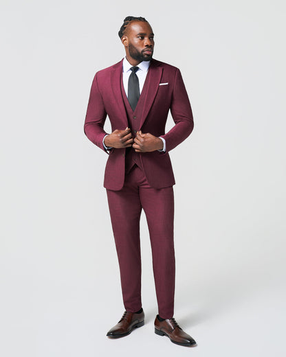 Athletic Fit Stretch Suit Vest - Heathered Maroon | State & Liberty Suits