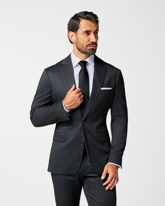 Athletic Fit Stretch Blazer - Charcoal Microcheck | State & Liberty Blazers|Suits