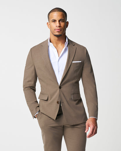 Athletic Fit Stretch Blazer - Lightweight Heathered Latte | State & Liberty Blazers|Suits