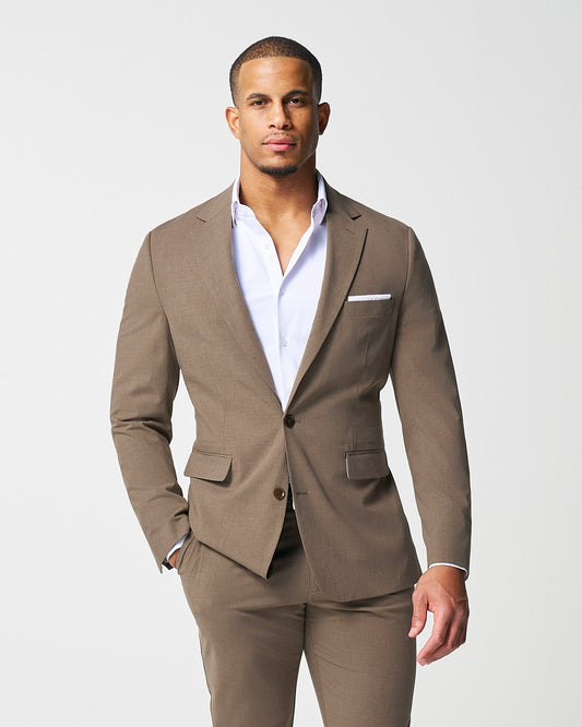 Athletic Fit Stretch Blazer - Lightweight Heathered Latte | State & Liberty Blazers|Suits
