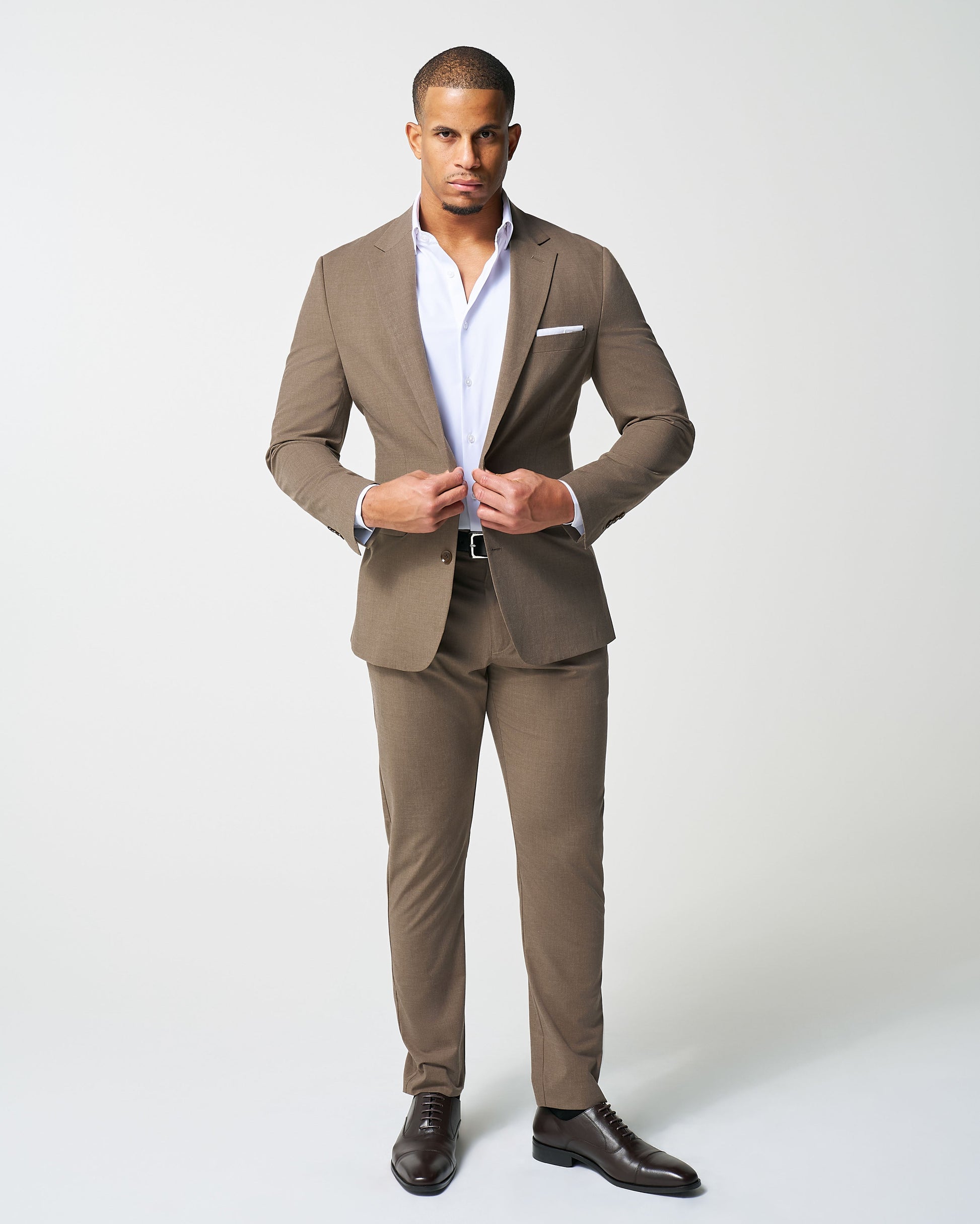 Athletic Fit Stretch Blazer - Lightweight Heathered Latte | State & Liberty Blazers|Suits