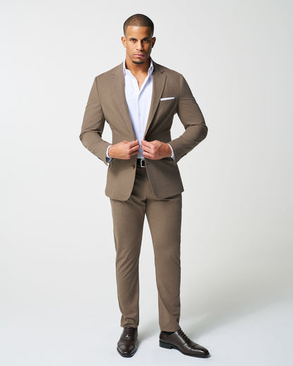 Athletic Fit Stretch Blazer - Lightweight Heathered Latte | State & Liberty Blazers|Suits