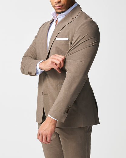 Athletic Fit Stretch Blazer - Lightweight Heathered Latte | State & Liberty Blazers|Suits