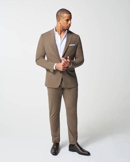 Athletic Fit Stretch Blazer - Lightweight Heathered Latte | State & Liberty Blazers|Suits