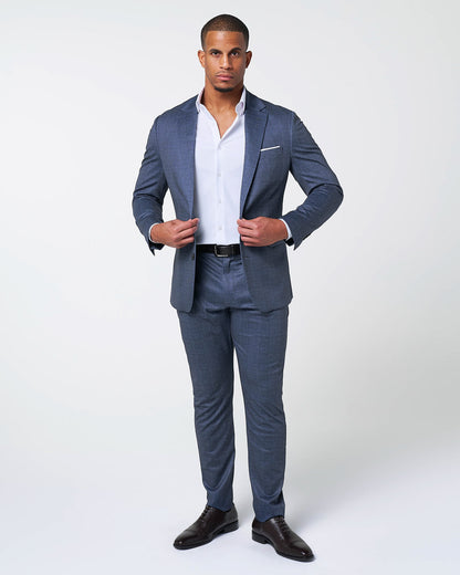 Athletic Fit Stretch Blazer - Storm Blue & Navy Plaid | State & Liberty Blazers|Suits