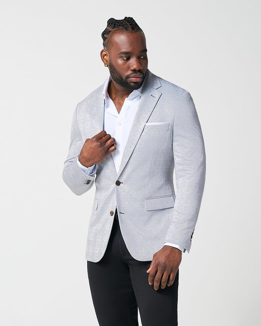 Athletic Fit Stretch Blazer - Light Grey Plaid | State & Liberty Blazers|Suits