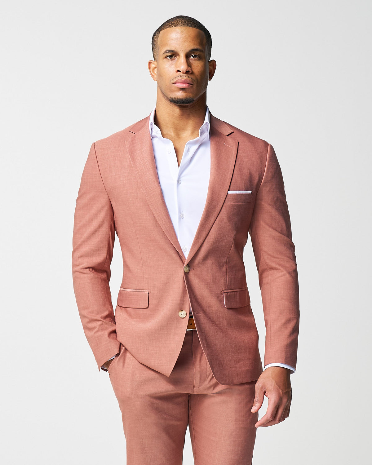 Athletic Fit Stretch Blazer - Heathered Salmon | State & Liberty Blazers|Suits