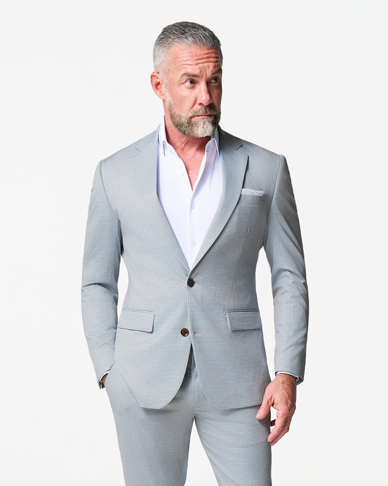 Athletic Fit Stretch Blazer - Grey Houndstooth Microcheck | State & Liberty Blazers|Suits