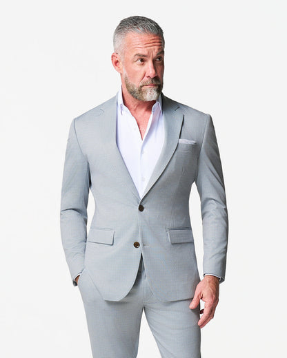 Athletic Fit Stretch Blazer - Grey Houndstooth Microcheck | State & Liberty Blazers|Suits