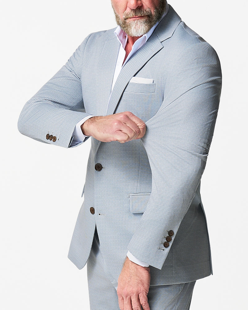 Athletic Fit Stretch Blazer - Grey Houndstooth Microcheck | State & Liberty Blazers|Suits