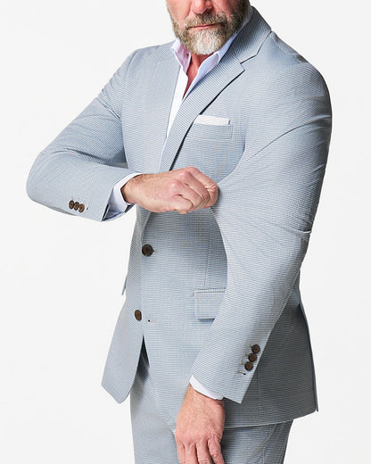 Athletic Fit Stretch Blazer - Grey Houndstooth Microcheck | State & Liberty Blazers|Suits