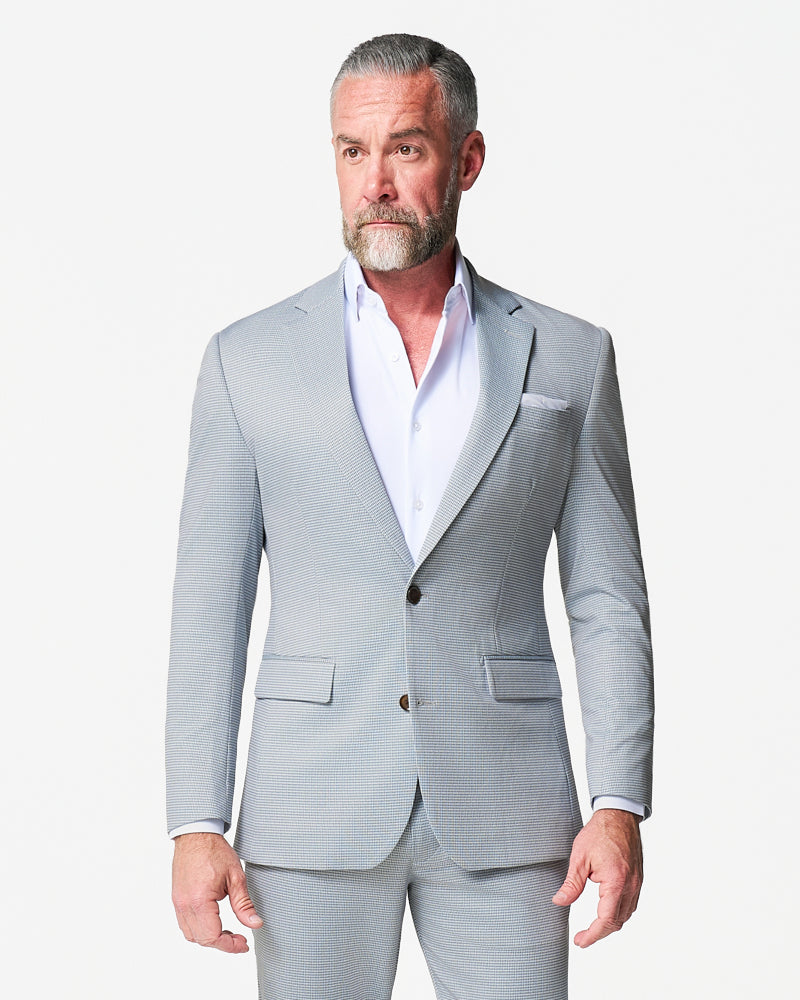 Athletic Fit Stretch Blazer - Grey Houndstooth Microcheck | State & Liberty Blazers|Suits