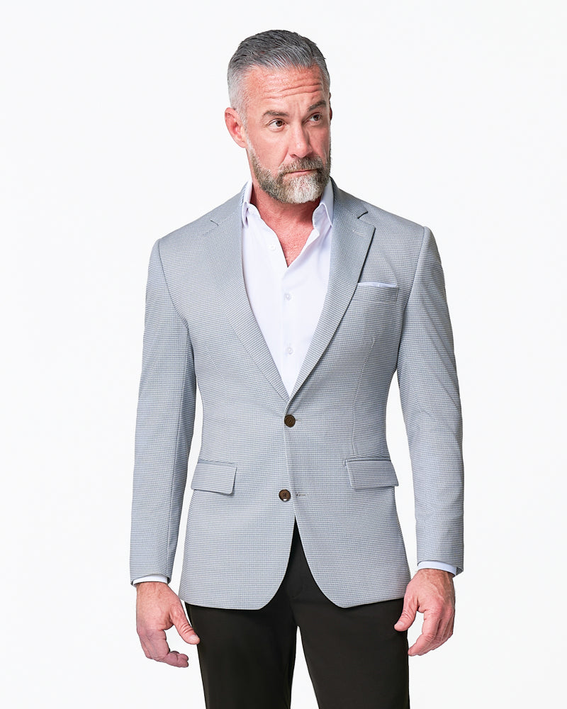 Athletic Fit Stretch Blazer - Grey Houndstooth Microcheck | State & Liberty Blazers|Suits