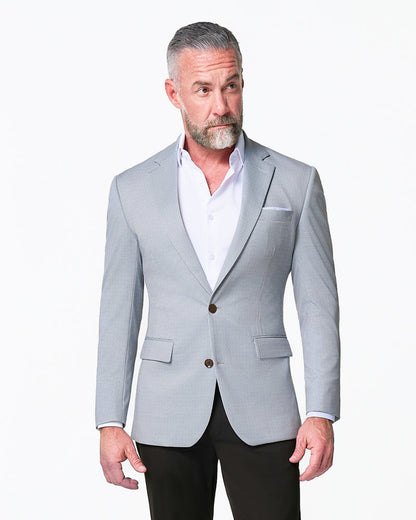 Athletic Fit Stretch Blazer - Grey Houndstooth Microcheck | State & Liberty Blazers|Suits