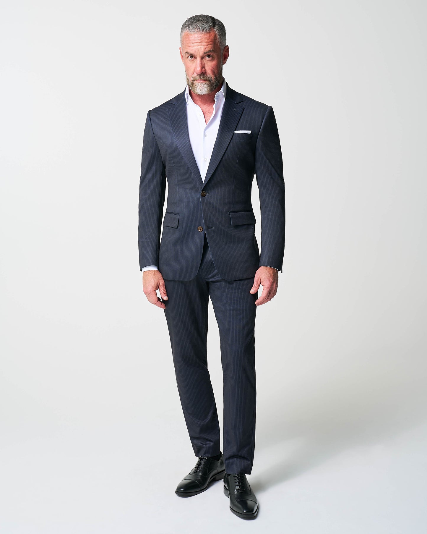 Athletic Fit Stretch Blazer - Knit Blue Chalk Stripe | State & Liberty Blazers|Suits