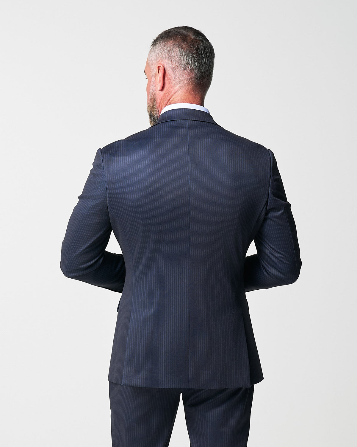 Athletic Fit Stretch Blazer - Knit Blue Chalk Stripe | State & Liberty Blazers|Suits