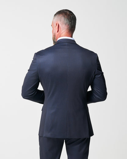 Athletic Fit Stretch Blazer - Knit Blue Chalk Stripe | State & Liberty Blazers|Suits