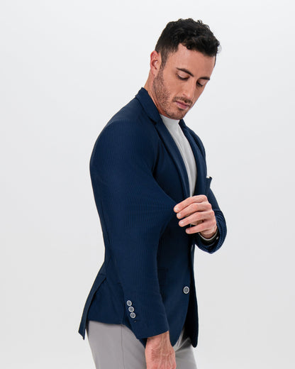 Athletic Fit Stretch Blazer - Navy Seersucker | State & Liberty Blazers|Suits