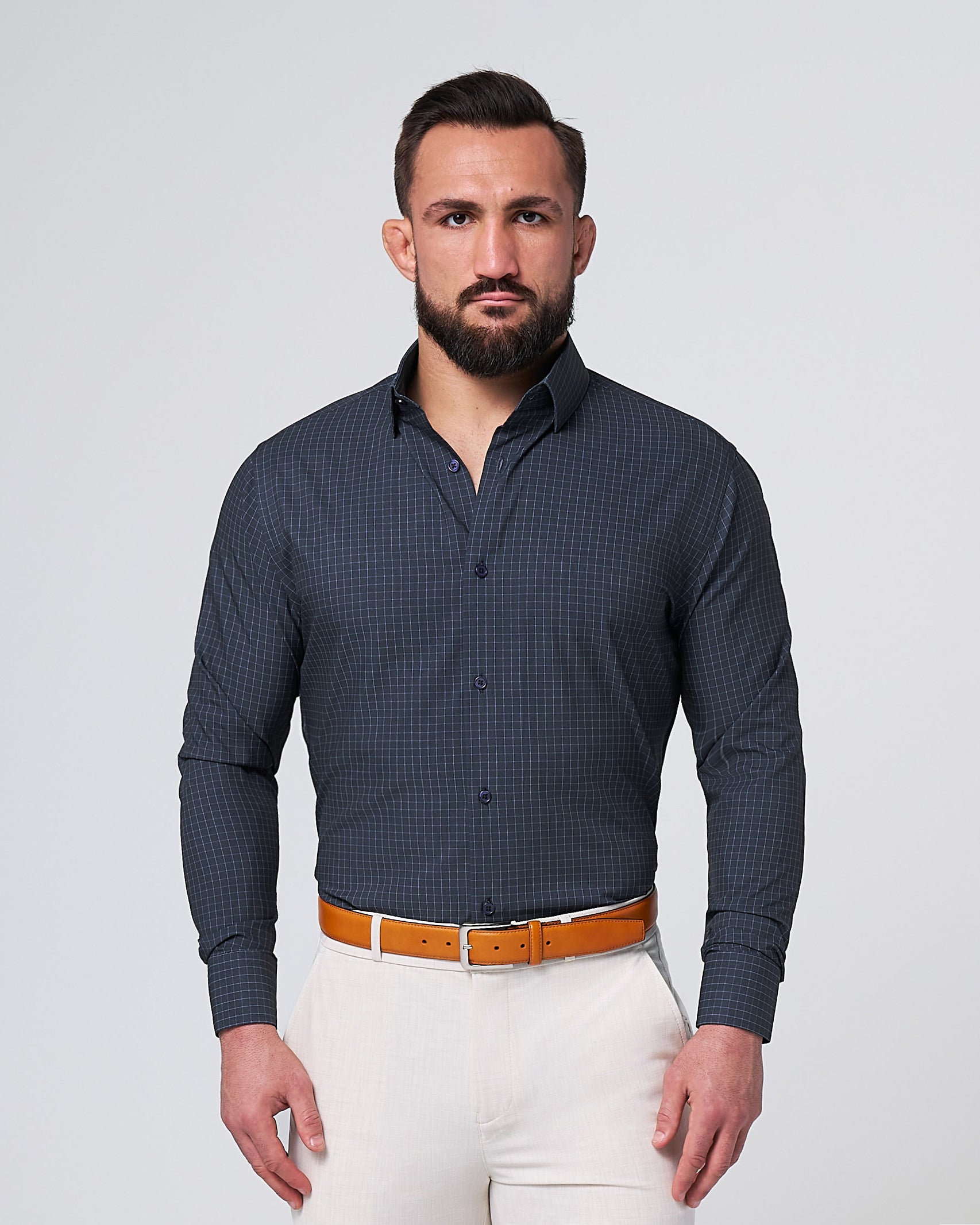 "The Lakewood" White Small Windowpane | State & Liberty Dress Shirts
