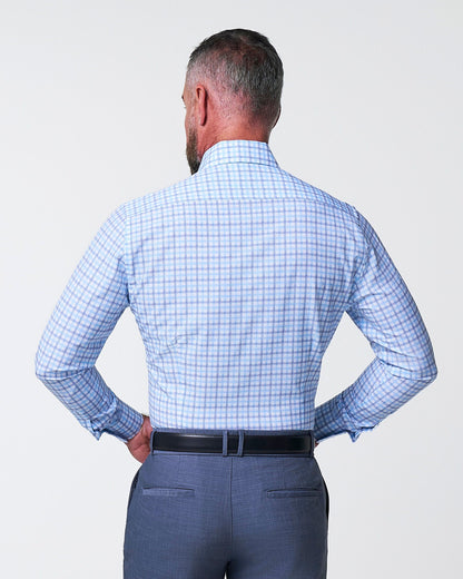 "The Sidney" Light Blue, White & Navy Faded Check | State & Liberty Dress Shirts