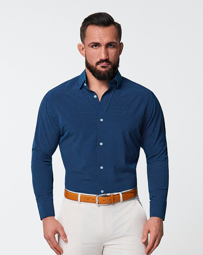 "The Boylston" Navy with White Polka Dots | State & Liberty Dress Shirts