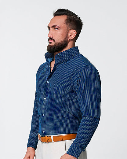 "The Boylston" Navy with White Polka Dots | State & Liberty Dress Shirts