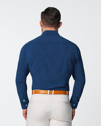 "The Boylston" Navy with White Polka Dots | State & Liberty Dress Shirts