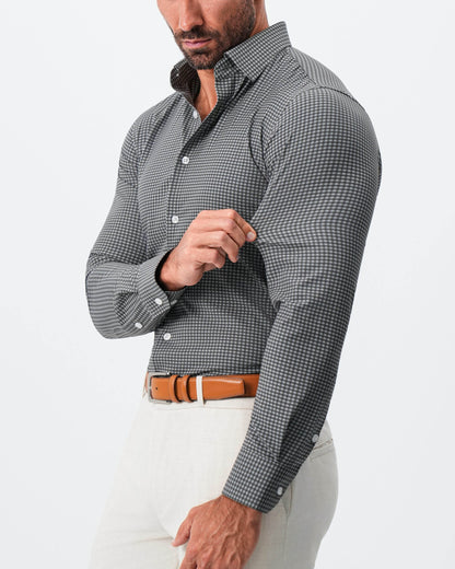 "The Matty" Dark Green & Light Blue Mini Check | State & Liberty Dress Shirts