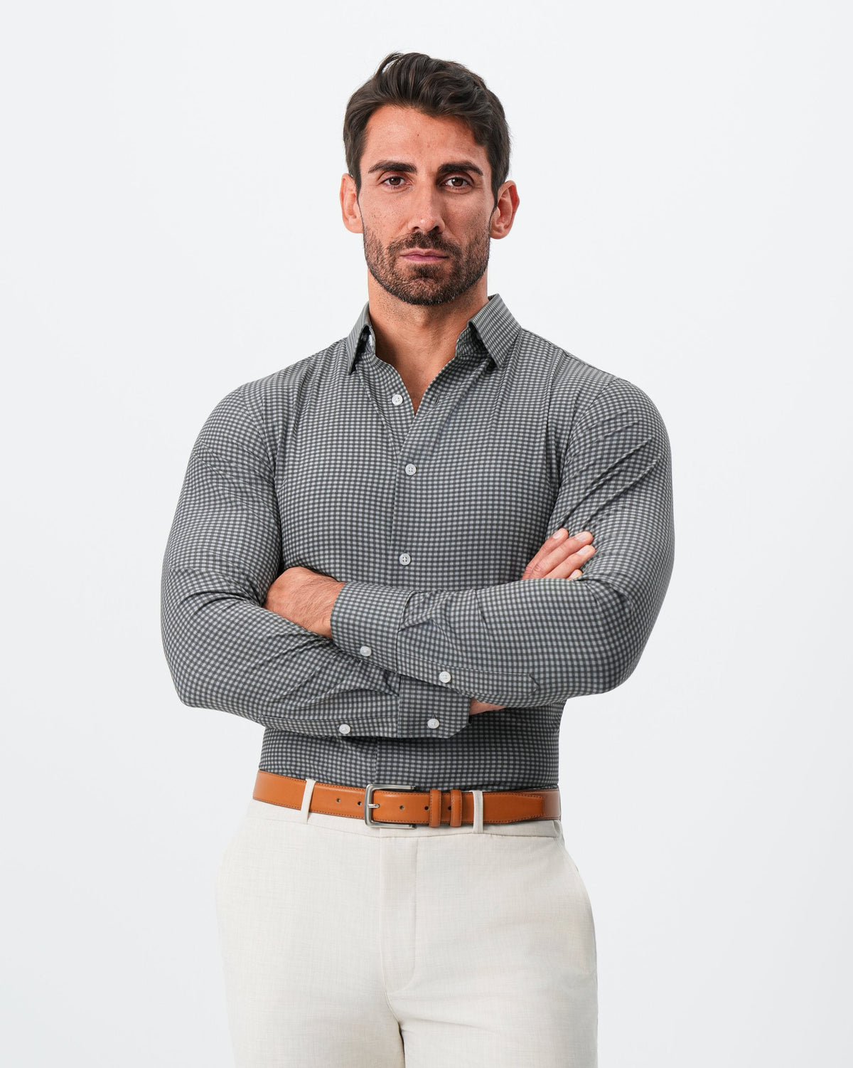 "The Matty" Dark Green & Light Blue Mini Check | State & Liberty Dress Shirts