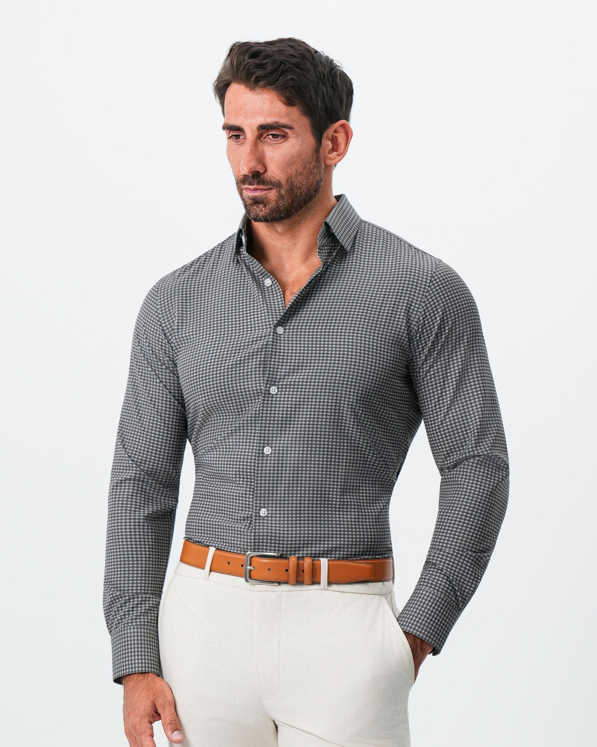 "The Matty" Dark Green & Light Blue Mini Check | State & Liberty Dress Shirts