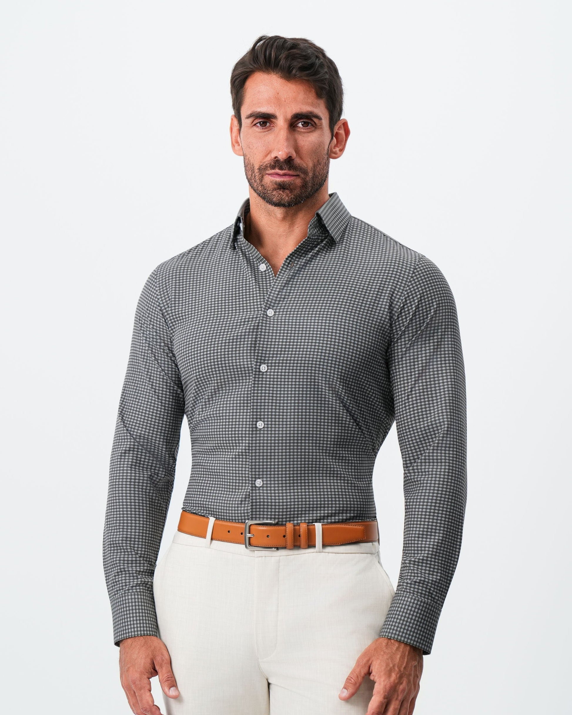 "The Matty" Dark Green & Light Blue Mini Check | State & Liberty Dress Shirts