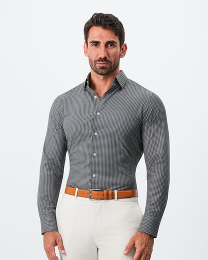 "The Matty" Dark Green & Light Blue Mini Check | State & Liberty Dress Shirts
