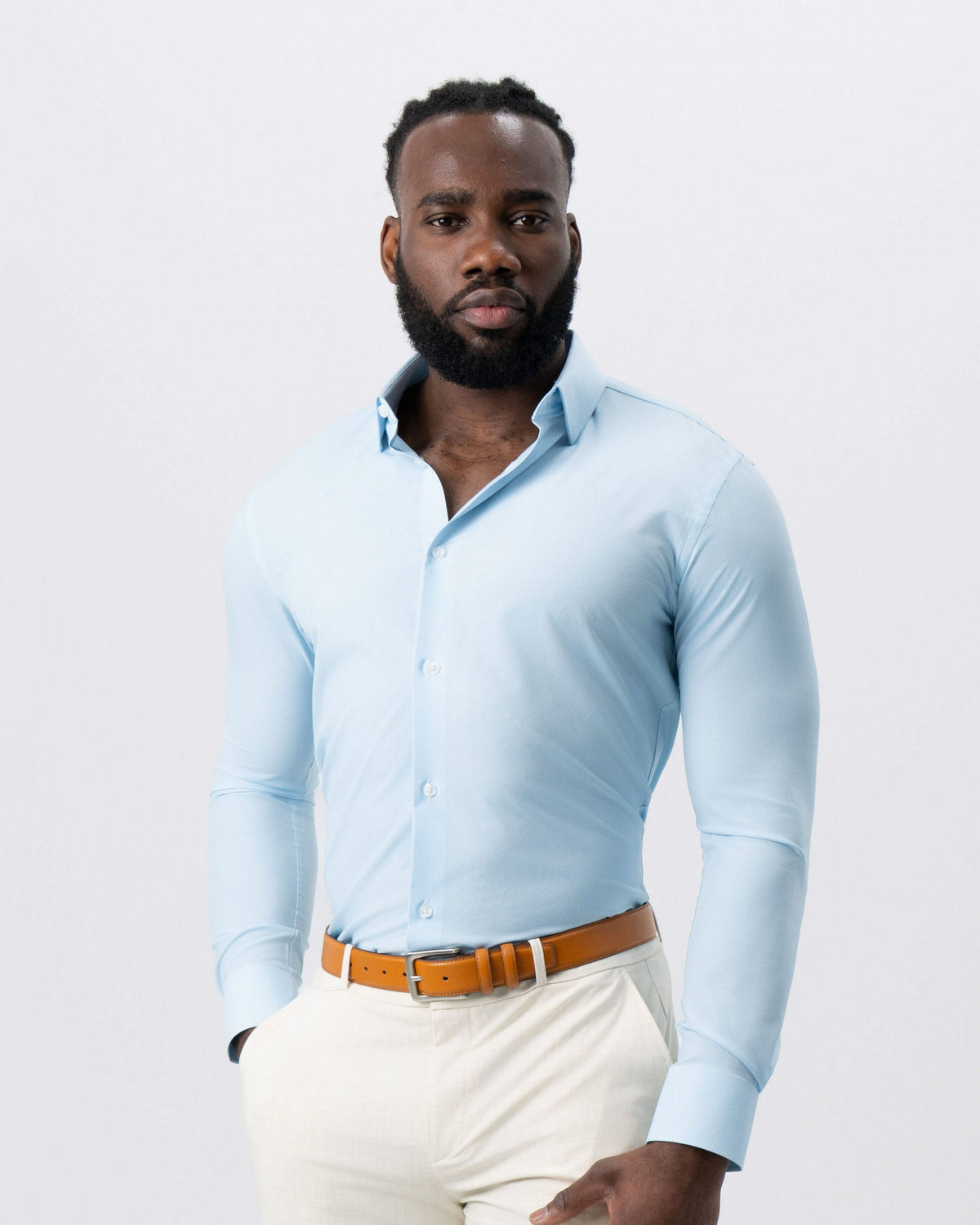 "The Stone" Light Blue Micro Diamond Geo Print | State & Liberty Dress Shirts