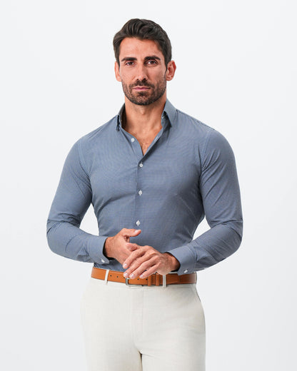 "The Holland" Dark Navy Micro Houndstooth | State & Liberty Dress Shirts