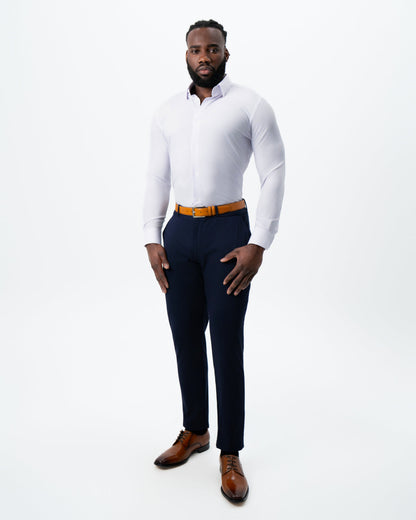 "The Fairmont" White with Lavender Mid-Stripe | State & Liberty Dress Shirts