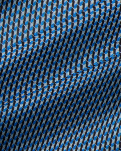 "The Lamar" Light Blue, Black & White Geo Weave | State & Liberty Dress Shirts