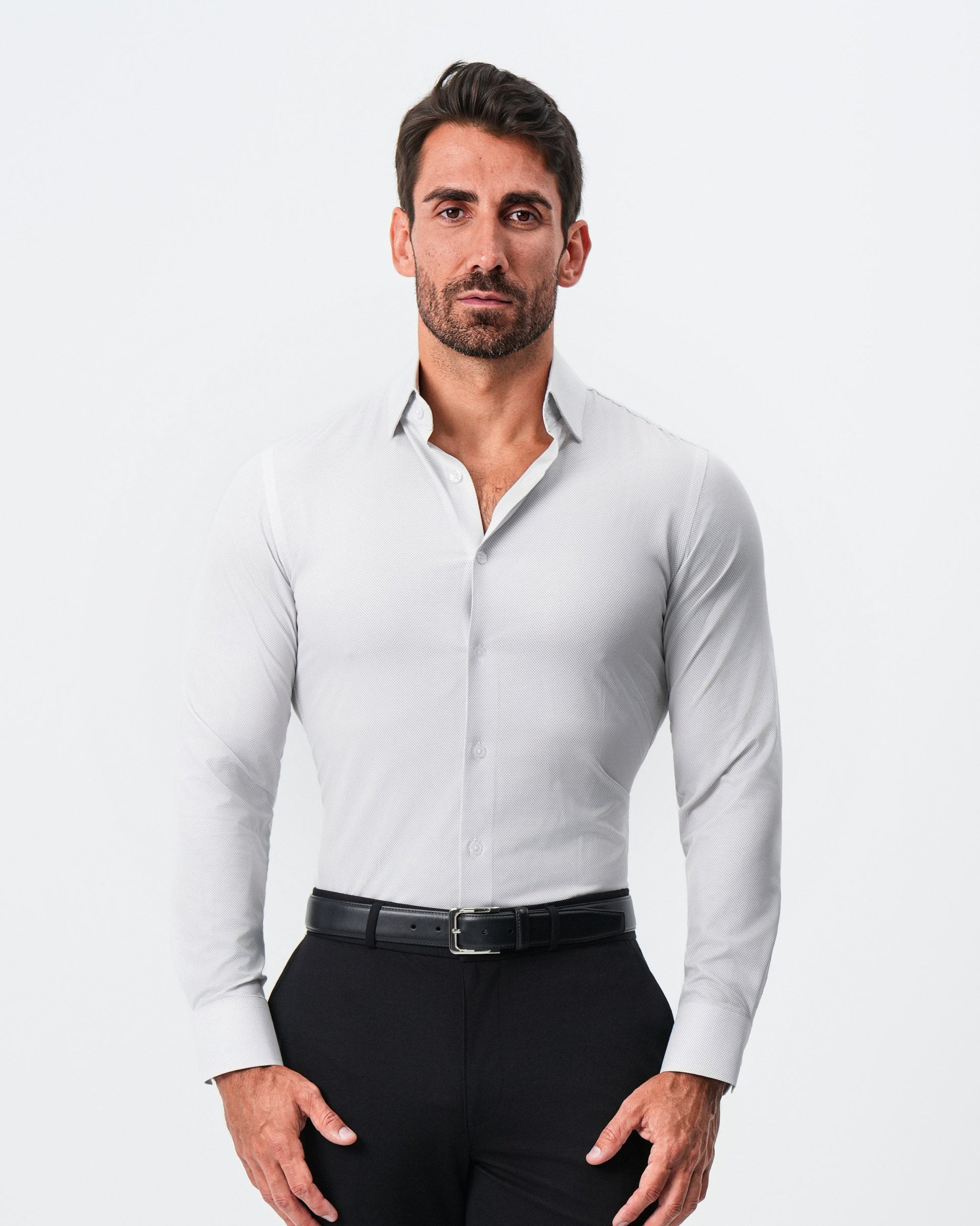 "The Johnny" Mini Grey Dot Print | State & Liberty Dress Shirts