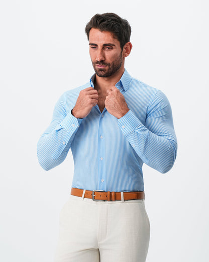 "The Rocky" Powder Blue with White Stripes | State & Liberty Dress Shirts