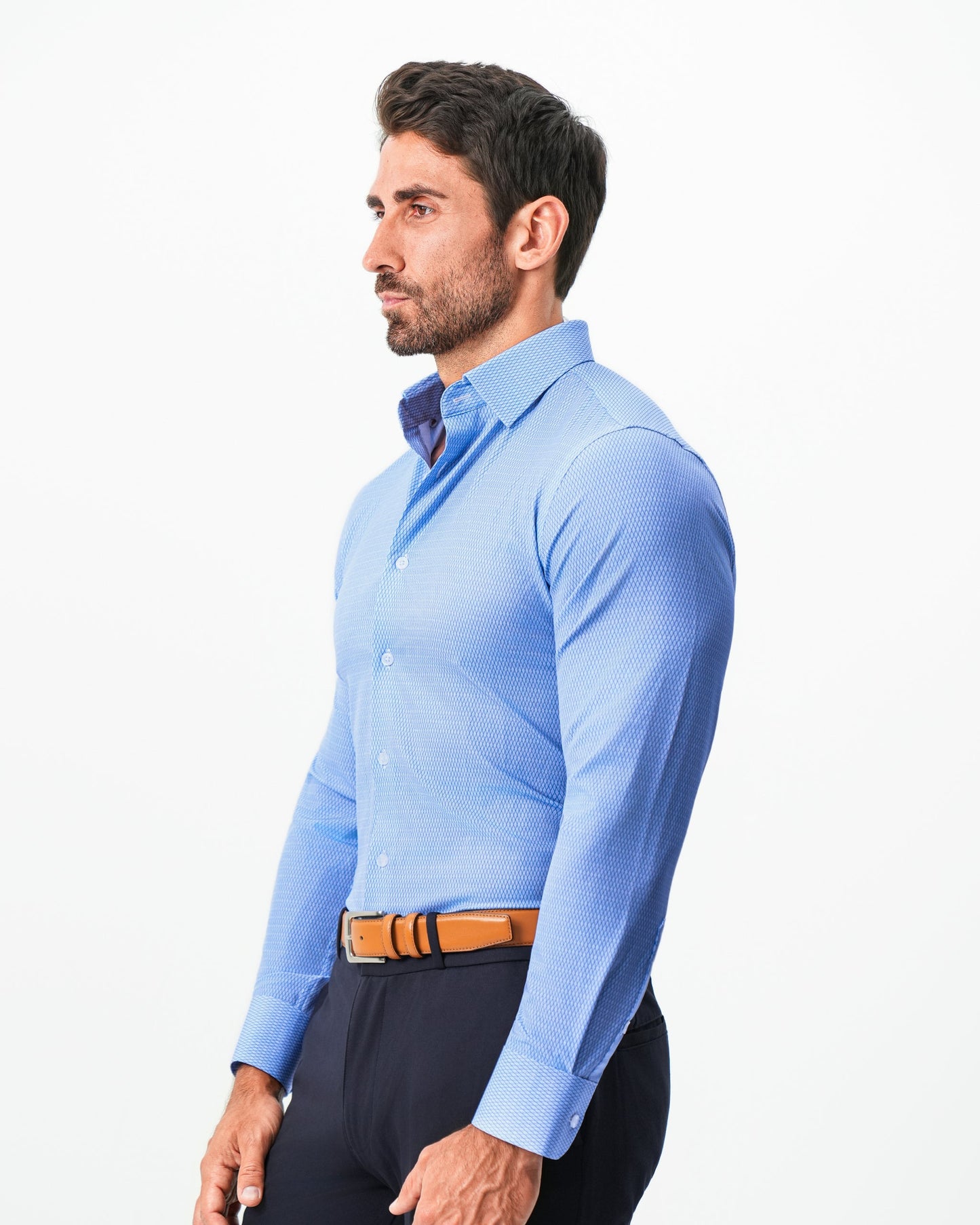 "The Sedona" Sky Blue with Navy Diamond Geo | State & Liberty Dress Shirts