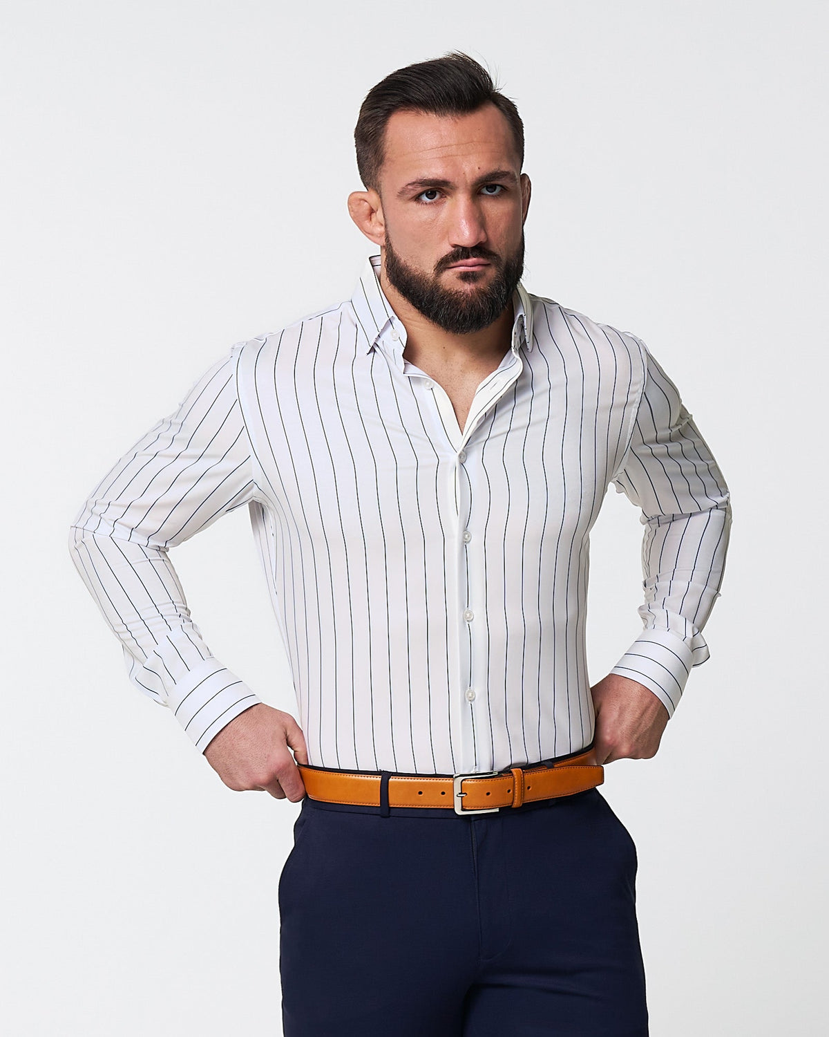 "The Cape" Wide Navy Stripe | State & Liberty Dress Shirts