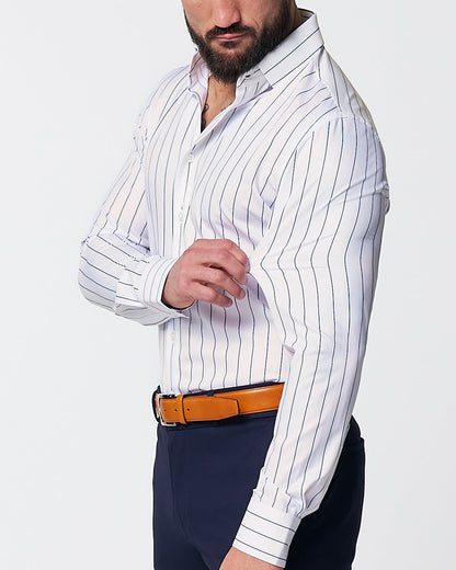 "The Cape" Wide Navy Stripe | State & Liberty Dress Shirts