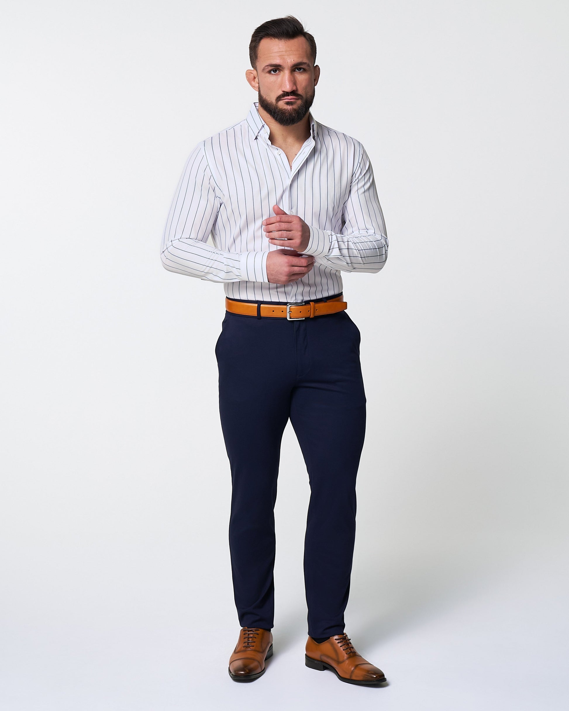 "The Cape" Wide Navy Stripe | State & Liberty Dress Shirts