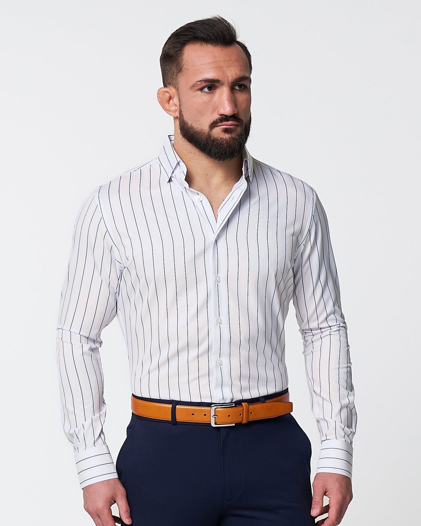 "The Cape" Wide Navy Stripe | State & Liberty Dress Shirts