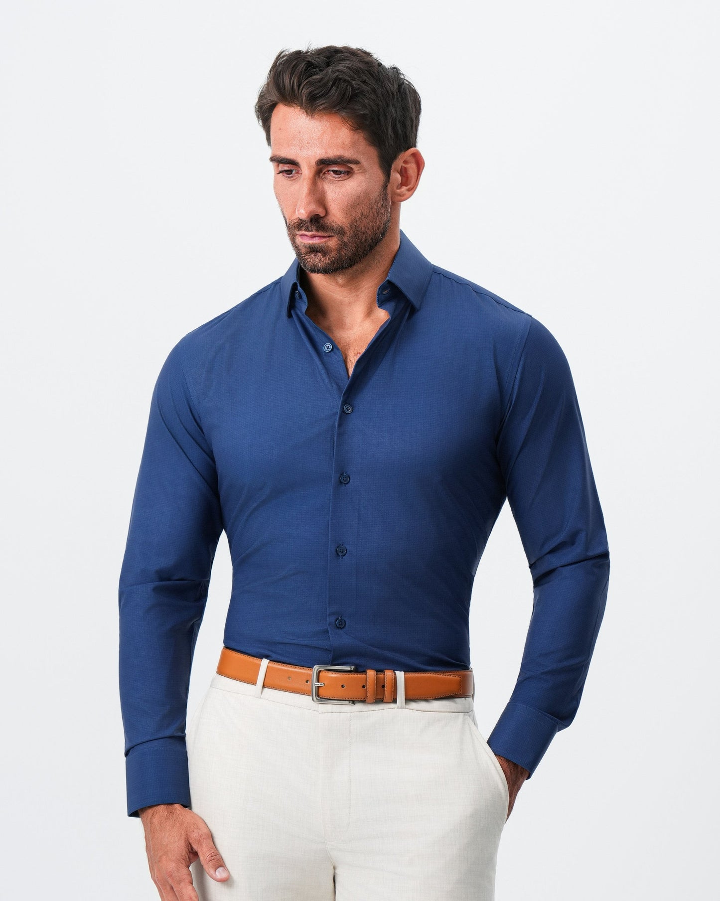 "The Bowman" Navy with Navy Grid | State & Liberty Dress Shirts