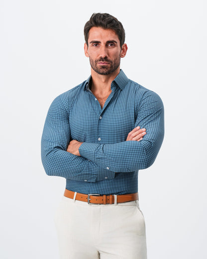 "The Montgomery" Teal & Navy Gingham | State & Liberty Dress Shirts